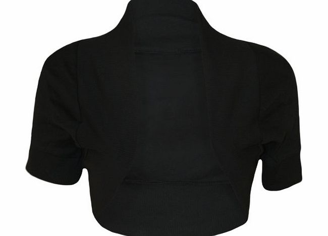 WearAll New Ladies Shrug Short Sleeve Bolero Top Womens Black 8/10