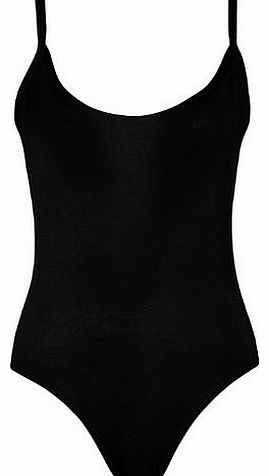 WearAll Womens Strappy Sleeveless Ladies Camisole Vest Bodysuit Leotard Top - Black - 8-10