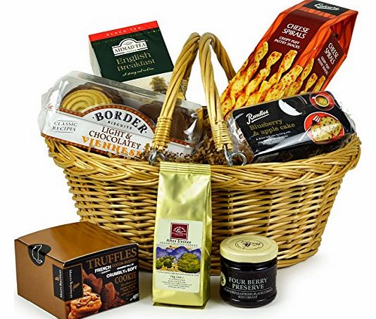 Web Hampers GIFT BASKET TREAT - Willow shopping basket packed with treats. Food Hampers by Web Hampers.