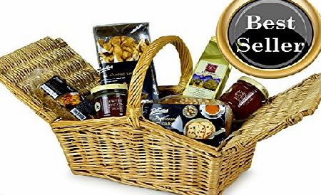 HAMPER TREAT - Twin flap traditional handwoven willow hamper packed with treats. Food hampers by Web Hampers.