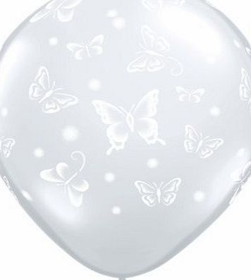 Wedding Balloons - Latex Diamond Clear Butterflies-A-Round 11`` Latex Balloons x 5
