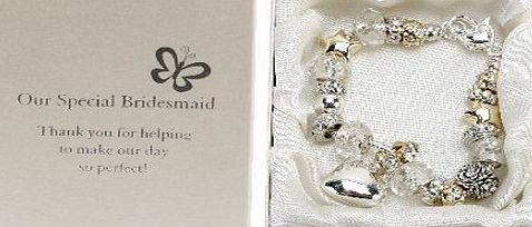 WEDDING GIFTS/Bridesmaid Gifts Amore Silver/Gold Bead Charm Bracelet, Bridesmaid