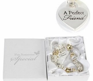 WEDDING GIFTS/Wedding Gifts Juliana Gold/silver Charm Bracelet with Heart Friend. Great wedding favours, birthday gifts,baby shower presents, christmas stocking fillers and more...