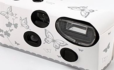 Weddingstar Disposable SINGLE USE CAMERAS / Disposable photos in white with silver butterflies X 10