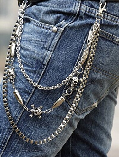 Fashion Trouser belt chain key chain Skull Bullet chain punk pants metall A02 new