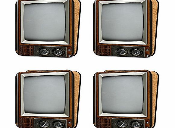 wehaveany Vintage TV Television Old Quirky Retro (4 Coaster Set) Dinnerware, Furniture