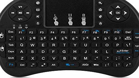 WEILY Mini 2.4G Wireless Kodi Keyboard with Touchpad Mouse Controller Black UK Layout Handheld Android Keyboard for XBMC Google Android TV Box Smart TV PC PAD XBOX 360 PS3 HTPC IPTV
