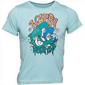 Weird Fish Girls Front Print T-Shirt Eggshell Blue