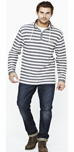 Weirdfish Quarter Zip Striped Macaroni Mens Top
