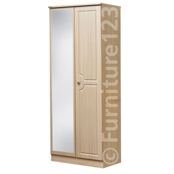 Welcome Furniture Amelie 2 Door Mirrored Wardrobe in Light Oak