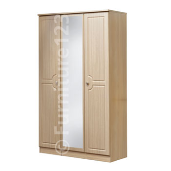 Amelie 3 Door Mirrored Wardrobe in Light Oak
