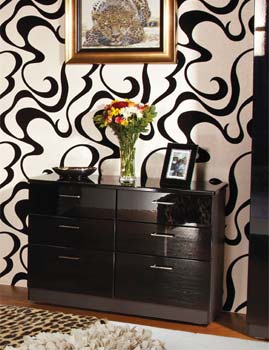 Welcome Furniture Emmeline High Gloss 3 3 Drawer Chest in Black