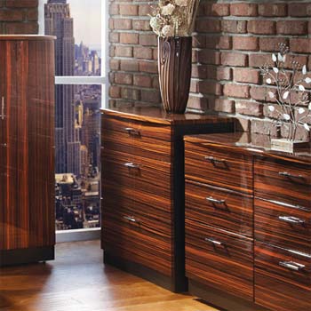 Welcome Furniture Emmeline High Gloss 3 Drawer Chest in Ebony