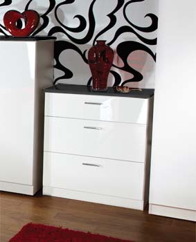 Welcome Furniture Emmeline High Gloss 3 Drawer Chest in White and
