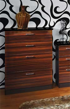 Welcome Furniture Emmeline High Gloss 4 Drawer Chest in Ebony and