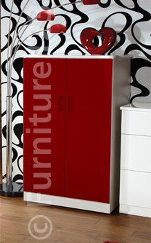 Welcome Furniture Emmeline High Gloss Low 2 Door Wardrobe in Ruby