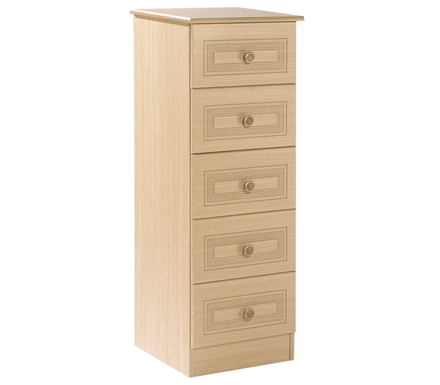 Welcome Furniture Eske Narrow 5 Drawer Chest in Light Oak