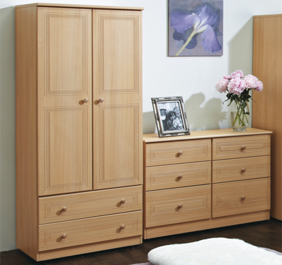 Welcome Furniture Eske Wide 2 Door 2 Drawer Wardrobe in Beech