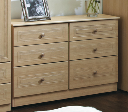 Welcome Furniture Eske Wide 6 Drawer Chest in Light Oak
