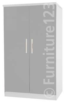 Welcome Furniture Hatherley 2 Door Low Wardrobe in White and Steel