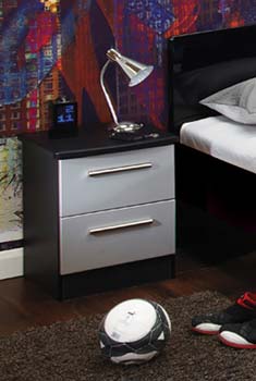 Welcome Furniture Hatherley 2 Drawer Bedside Chest in Black and