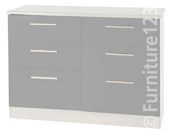Hatherley 3+3 Drawer Chest in White and Steel