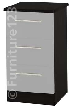 Welcome Furniture Hatherley 3 Drawer Bedside Chest in Black and