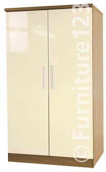 Welcome Furniture Hatherley High Gloss 2 Door Low Wardrobe in Oak