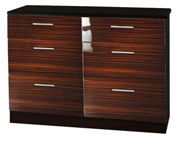 Hatherley High Gloss 3+3 Drawer Chest in Black