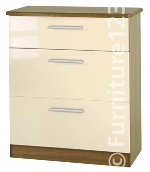 Hatherley High Gloss 3 Drawer Chest in Oak and