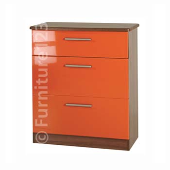 Welcome Furniture Hatherley High Gloss 3 Drawer Chest in Walnut