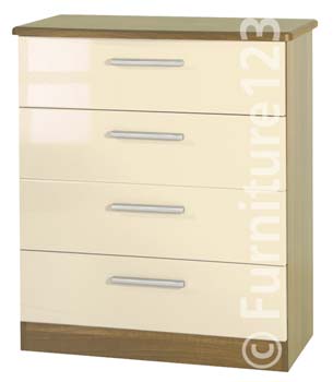 Hatherley High Gloss Small 4 Drawer Chest in Oak