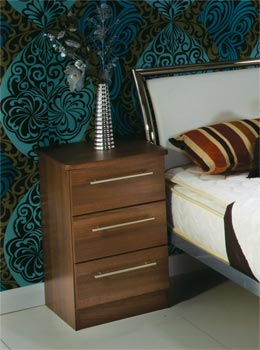 Loxley 3 Drawer Bedside Table in Walnut