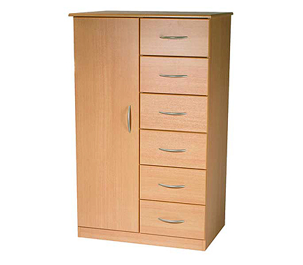 Welcome Furniture Stratford 1 Door 6 Drawer Childs Wardrobe in Beech