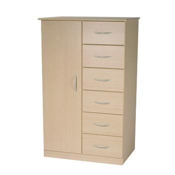 Welcome Furniture Stratford 1 Door 6 Drawer Wardrobe in Light Oak