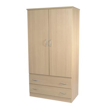 Welcome Furniture Stratford 2 Door 2 Drawer Wide Wardrobe in Light