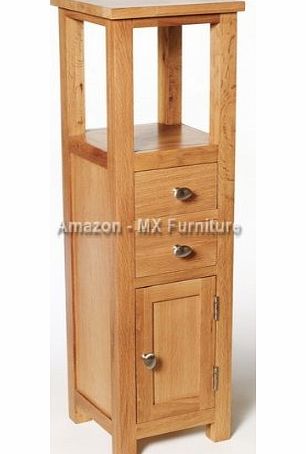 Wellington Oak New Natural Solid Oak Small Compact Bathroom Console Hall Corner Bedside Phone Storage Cupboard Cabinet Tower Unit Table