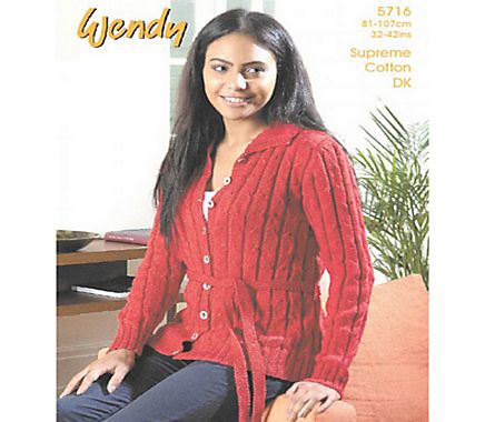 Wendy Supreme Cotton DK Cable Cardigan Knitting