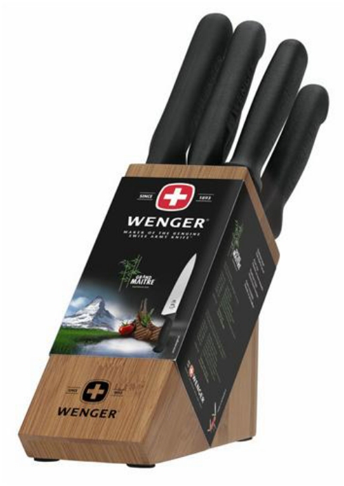 Wenger Grand Maitre 6 pce Knife Set and Bamboo Storage Block