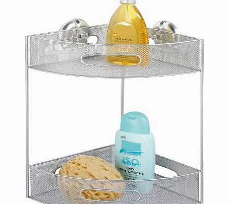 Wenko 16941100 Palermo Powder-Coated Steel Bath Corner Rack with 2 Storage Baskets, 30 x 35 x 21 cm, Silver Look