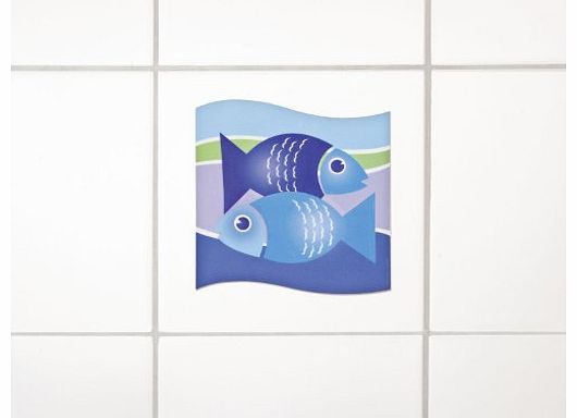 Wenko 18471100 3D Tile Decorations, 6-Piece, 10 x 10 cm, Fish