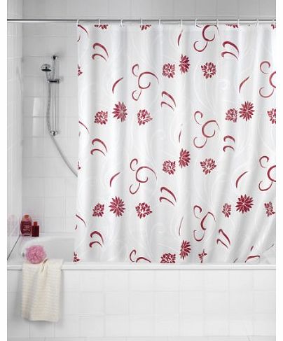 Wenko 19502100 180 x 200 cm Shower Curtain Flower Plastic Film, Red