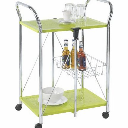Wenko 900050100 60 x 90 x 44 cm Chrome Side and Kitchen Trolly Sunny Green