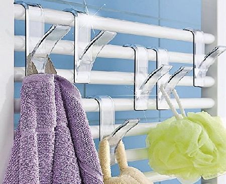 Wenko Radiator Towel Holder Hooks for Round Pipes Pack of 6