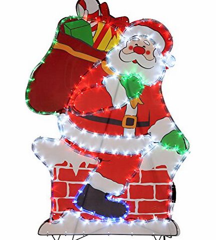 WeRChristmas 100 cm Large Chimney Santa LED Rope Lights Silhouette Outdoor Garden Wall Christmas Decoration