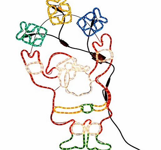 WeRChristmas 114 cm Large Animated Father Christmas Santa Claus and Presents Rope Light Silhouette Decoration