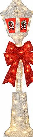 WeRChristmas 150 cm Height Large Pre-Lit Victorian Style Christmas Lamp Post with Warm White LED Lights and Tinsel Decoration