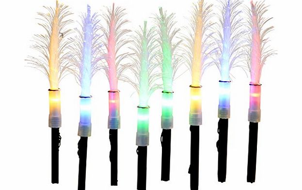 WeRChristmas 25 cm Solar Powered Mini Multi-Colour Fibre Optic Christmas Trees, Pack of 8