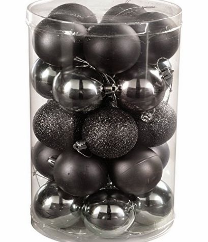 WeRChristmas 25-Piece Variety Christmas Tree Baubles Decoration Pack, Silver/ Grey