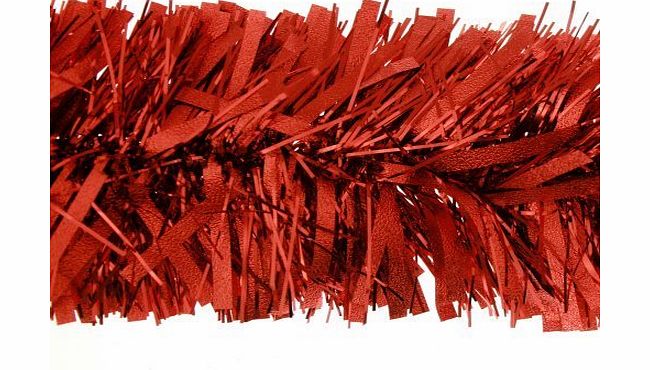 WeRChristmas 2m (6.5ft) Deluxe Thick Chunky Wide Red Shiny Christmas Tree Tinsel Garland with Embossing Decoration